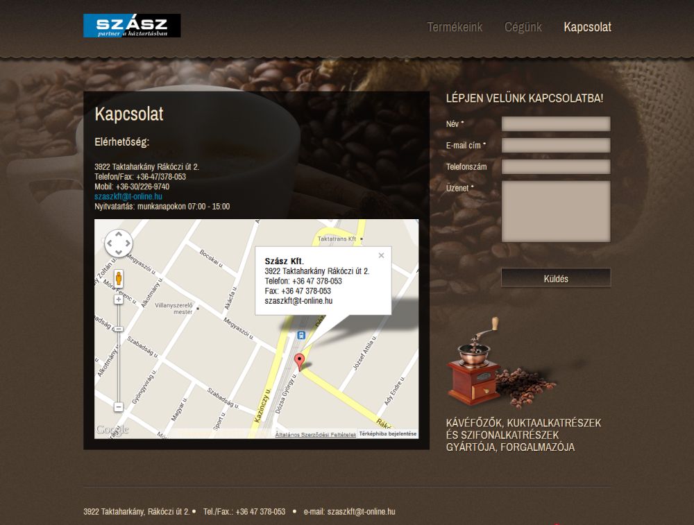 Szász Kft. weblapja